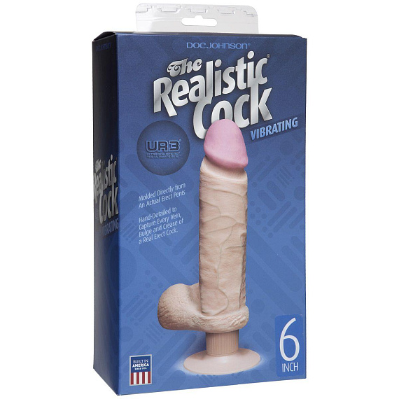 Вибромассажер-реалистик на присоске The Realistic Cock ULTRASKYN Vibrating 6”- 21,6 см. - ULTRASKYN
