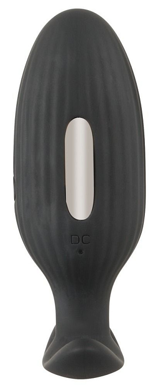 Черная анальная втулка с вибрацией и электростимуляцией Vibrating E-Stim Butt Plug - 9,2 см. от Intimcat