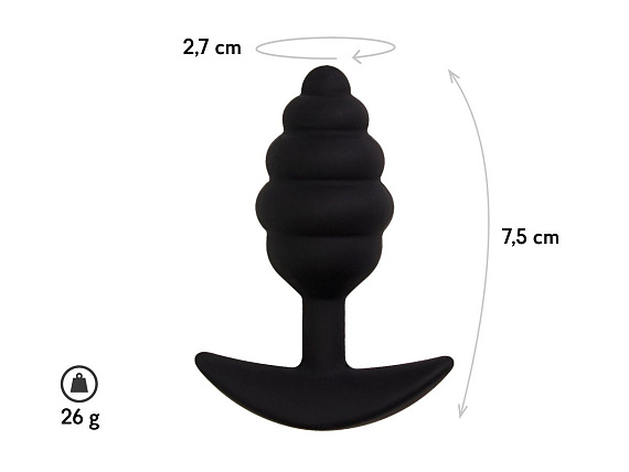 Черная анальная пробка Sphere S - 7,5 см. от Intimcat