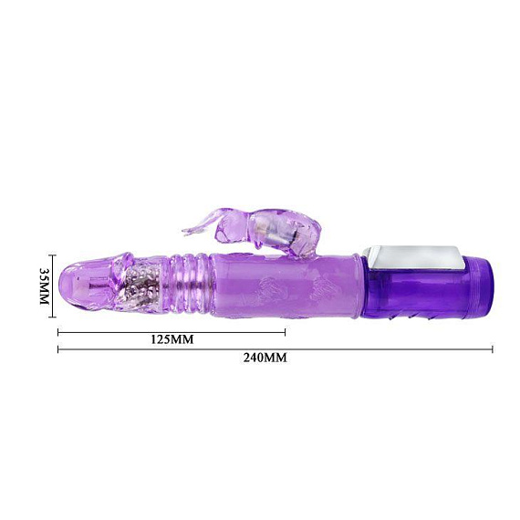 Фиолетовый ротатор с возвратно-поступательными движениями и клиторальным стимулятором - 24 см. от Intimcat