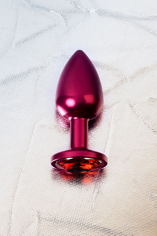 Красная анальная пробка с кристаллом красного цвета - 7,2 см. - фото 9