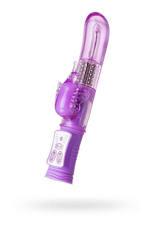 Фиолетовый вибратор High-Tech fantasy с бабочкой для клитора - 22,4 см. - термопластичный эластомер (TPE)