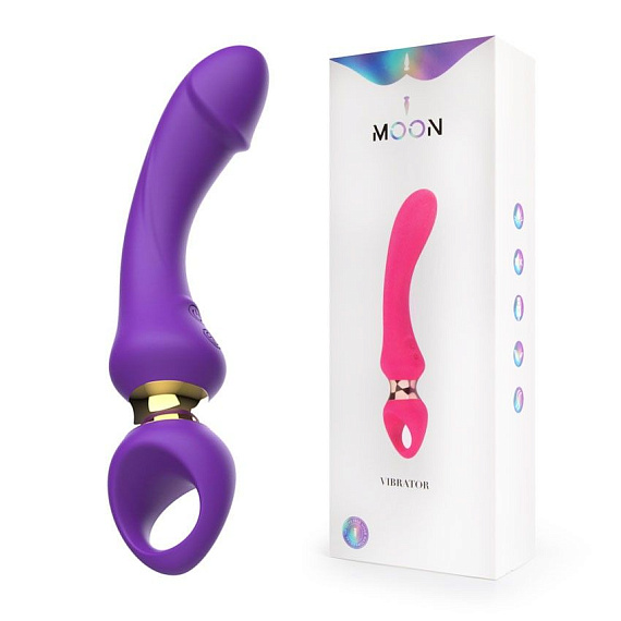 Фиолетовый изогнутый вибромассажер Moon Vibrator - 21,1 см. - силикон