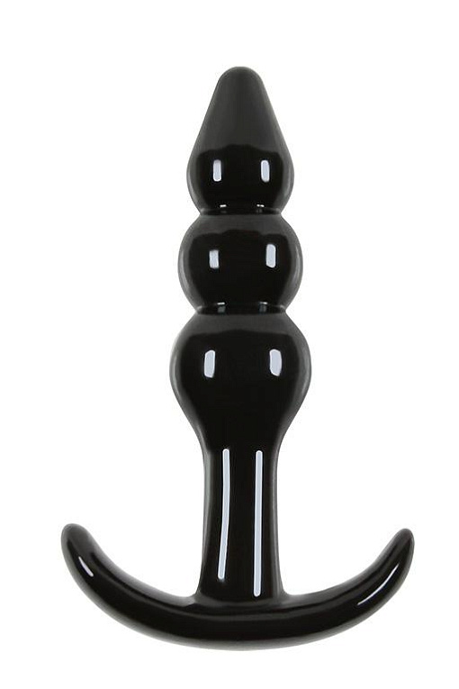 Чёрная анальная пробка Jelly Rancher T-Plug Ripple - 10,9 см. - термопластичный эластомер (TPE)