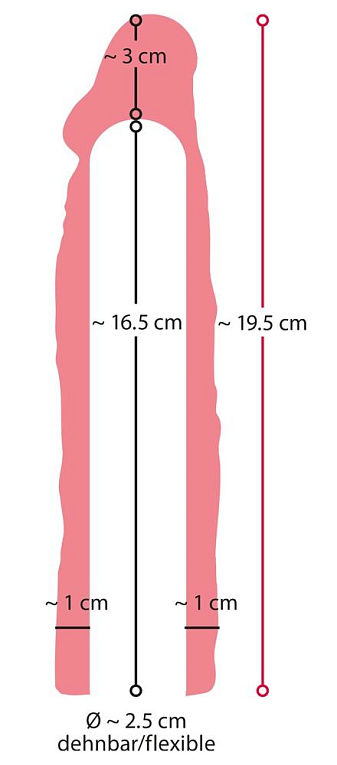 Удлиняющая насадка на член Extension Sleeve +3cm - 19,5 см. - фото 8