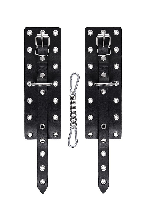 Черные однослойные наручники с люверсами - фото 5