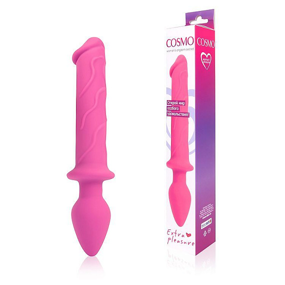Двусторонний вагинально-анальный стимулятор розового цвета - 23 см. - силикон