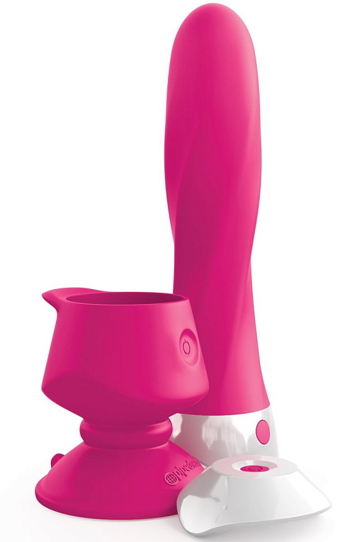 Розовый вибромассажер со сменной присоской Wall Banger Deluxe - 19 см. от Intimcat