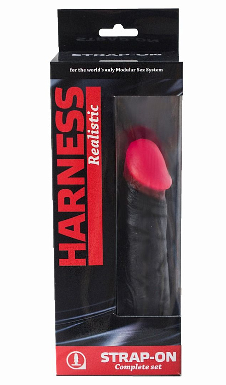 Страпон Harness Realistic с розовой головкой - 16,5 см. от Intimcat