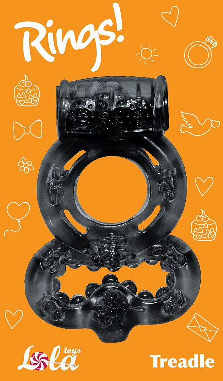 Чёрное эрекционное кольцо Rings Treadle с подхватом - Термопластичная резина (TPR)