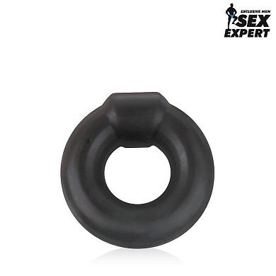 Черное силиконовое круглое эрекционное кольцо Sex Expert