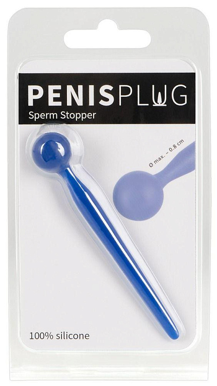 Синий уретральный стимулятор Penis Plug - 9,6 см. - силикон