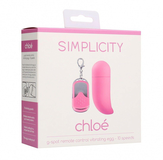 Розовое виброяйцо Chloe с пультом ДУ - 8 см. - анодированный пластик (ABS)