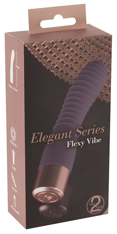 Фиолетовый вибратор с ребрышками Elegant Flexy Vibe - 15 см. - фото 6