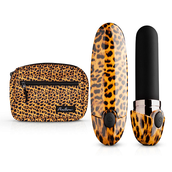 Леопардовый вибромассажер-помада Asha Lipstick Vibrator - 10 см. - анодированный пластик, силикон
