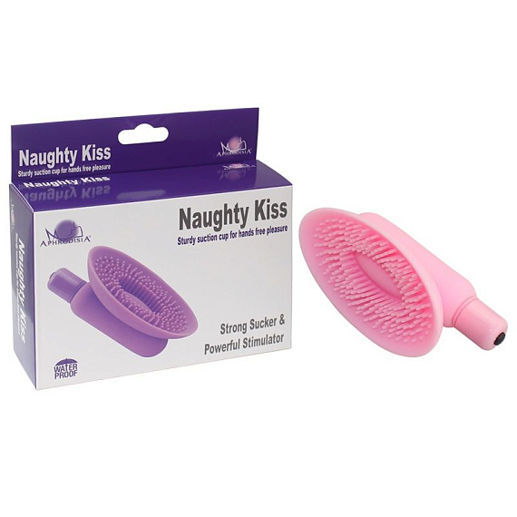 Розовая вакумная помпа для клитора Naughty Kiss - силикон