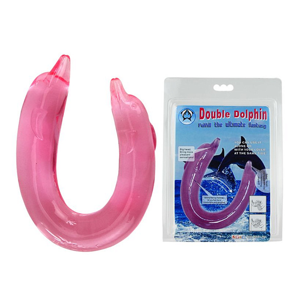 Розовый двойной фаллоимитатор Dolphin - 30,5 см. - поливинилхлорид (ПВХ, PVC)