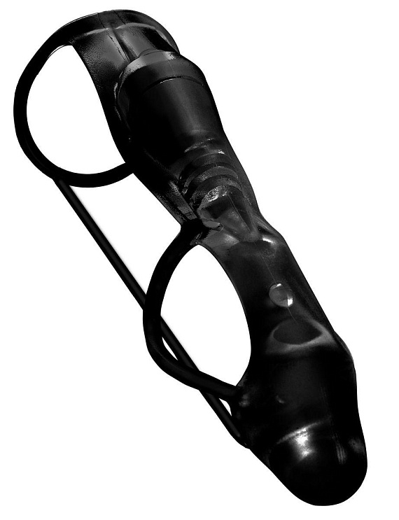 Чёрная вибронасадка  Vibrating Cock Rocket - 17,7 см. от Intimcat