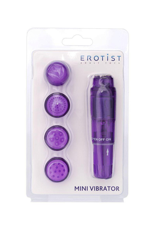 Фиолетовая виброракета Erotist с 4 насадками от Intimcat