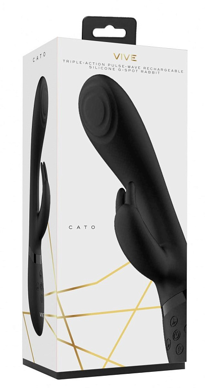 Черный вибромассажер-кролик Cato - 21,5 см. от Intimcat