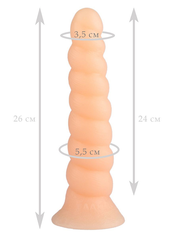 Телесная винтообразная анальная втулка - 26 см. - эластомер (полиэтилен гель)