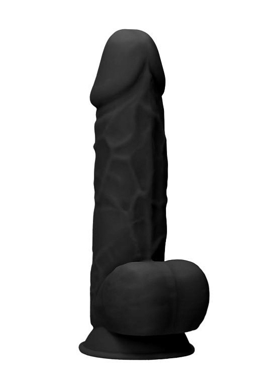 Черный фаллоимитатор Realistic Cock With Scrotum - 21,5 см. от Intimcat