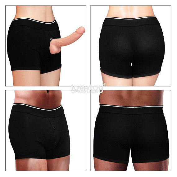 Черные шорты для крепления насадок Strapon Shorts - 95% хлопок, 5% спандекс