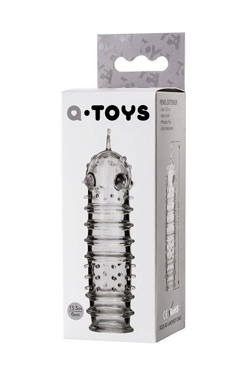 Прозрачная насадка на пенис TOYFA A-Toys с ребрами и точками - 15,3 см. от Intimcat