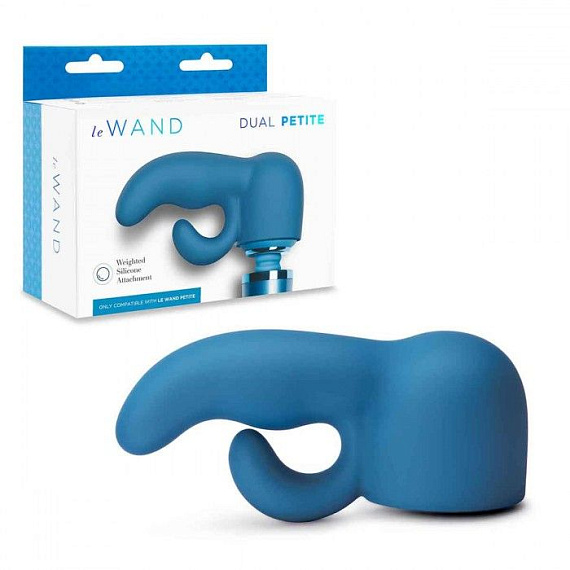 Синяя насадка Dual для вибратора Le Wand Petite - силикон