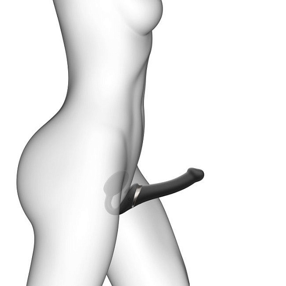 Черный безремневой страпон Multi Orgasm Size S с клиторальной стимуляцией от Intimcat