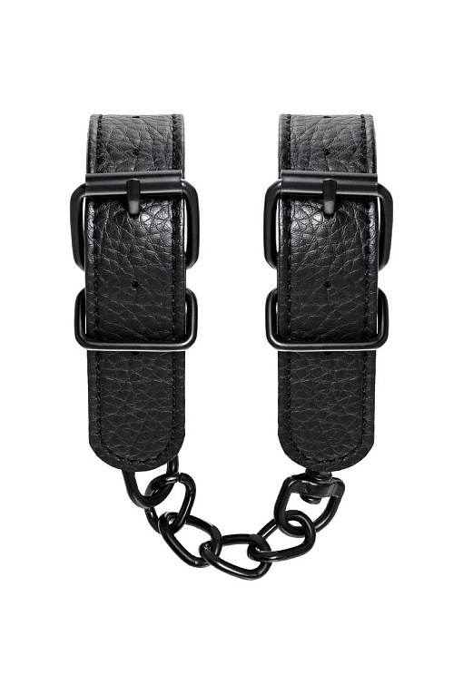 Узкие черные наручники на сцепке - фото 6