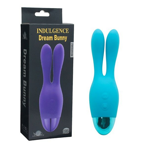 Голубой вибратор INDULGENCE Rechargeable Dream Bunny - 15 см. от Intimcat