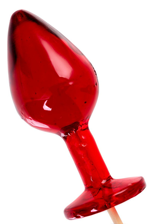 Красный леденец в форме большой анальной пробки со вкусом виски - 
