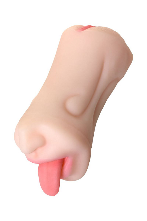 Телесный двусторонний мастурбатор Fruity Tongue - ротик и вагина от Intimcat