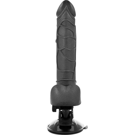 Черный вибратор на мощной присоске Basecock Realistic Vibrator Remote Control - 19,5 см. DreamLove