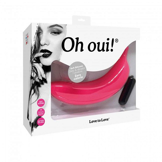 Розовый вибратор-банан Oh Oui! - 17,5 см. - анодированный пластик, силикон