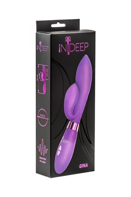 Фиолетовый вибратор Gina с клиторальным отростком - 20 см. Indeep