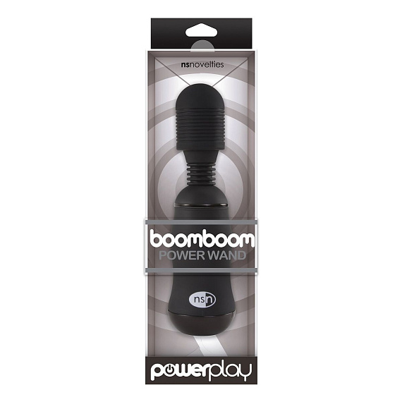 Чёрный вибромассажёр для эрогенных зон BoomBoom Power Wand - 18 см. - анодированный пластик (ABS)