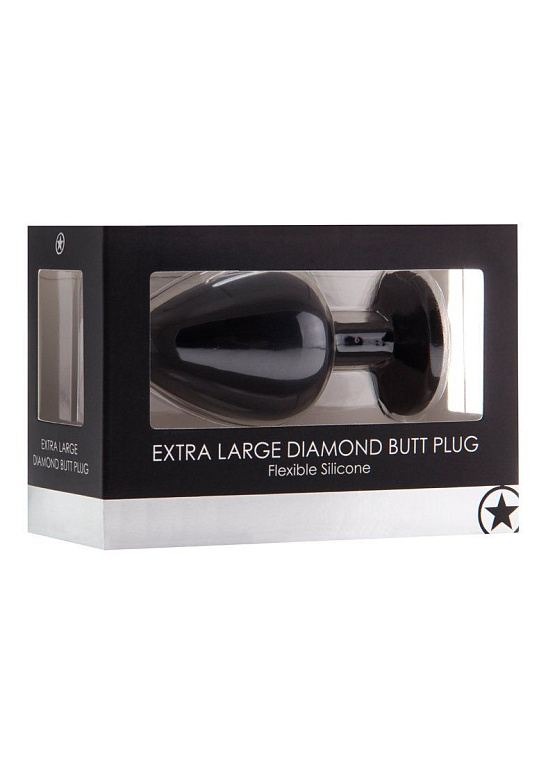 Чёрная анальная пробка Extra Large Diamond Butt Plug - 9,3 см. - силикон
