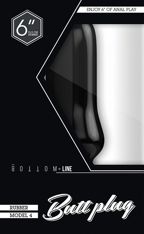 Чёрный анальный стимулятор Bottom Line 4  Model 6 rubber Black - 15,5 см. - термопластичная резина (TPR)