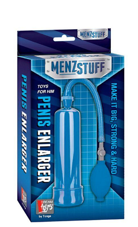 Синяя вакуумная помпа MENZSTUFF PENIS ENLARGER - анодированный пластик (ABS)