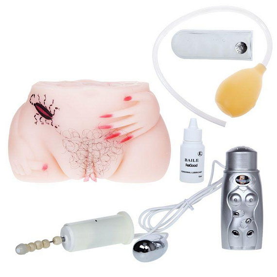 Реалистичная вагина и анус с вибрацией и татуировкой-скорпионом от Intimcat