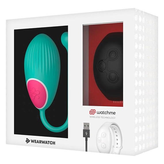 Зеленое виброяйцо с черным пультом-часами Wearwatch Egg Wireless Watchme - силикон