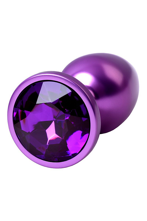 Фиолетовый анальный плаг с кристаллом фиолетового цвета - 7,2 см. - фото 5