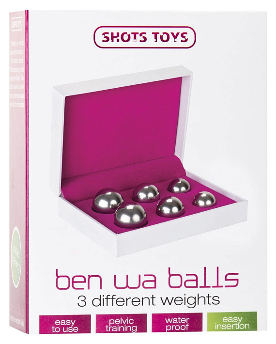 Набор из 6 серебристых вагинальных шариков Ben Wa Balls Set - металл