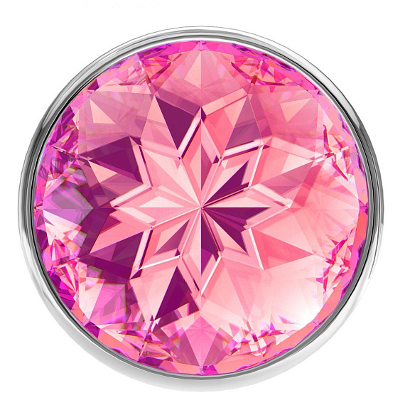 Малая серебристая анальная пробка Diamond Pink Sparkle Small с розовым кристаллом - 7 см. от Intimcat