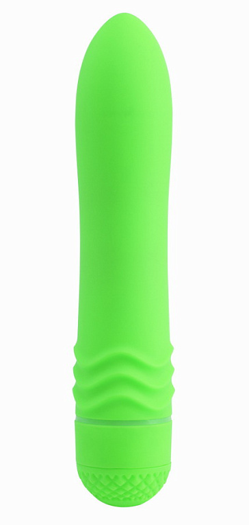 Зеленый вибромассажёр Neon Luv Touch Wave - 14 см. - анодированный пластик (ABS)