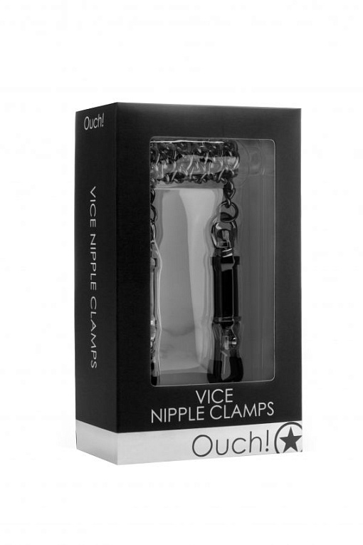 Чёрные зажимы для сосков Vice Nipple Clamps - металл