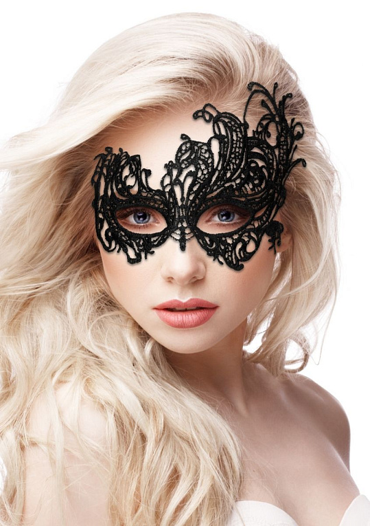 Черная кружевная маска ручной работы Royal Black Lace Mask - полиэстер