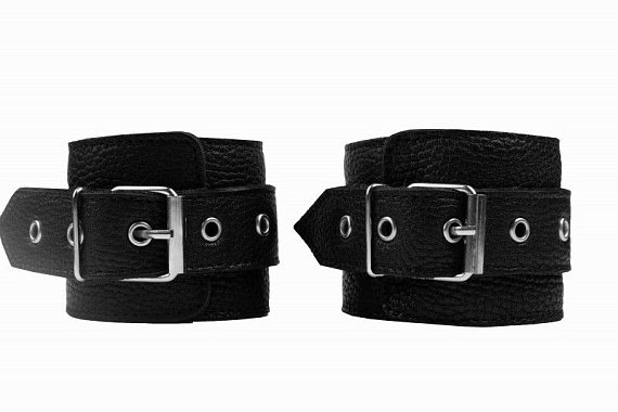 Черные наручники с фиксацией на двух карабинах - фото 5